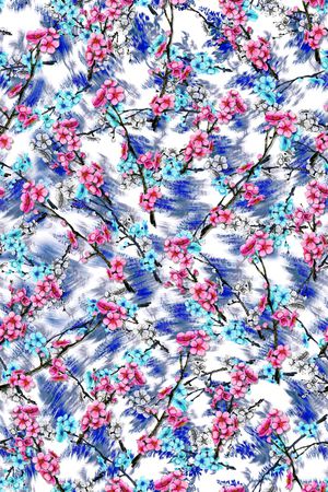 手绘花卉印花华亿平台图片