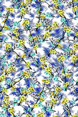 手绘花卉印花华亿平台图片