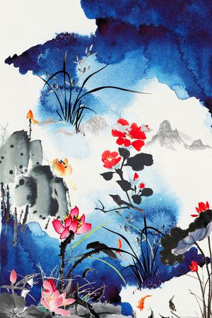 水墨风印花华亿平台图片