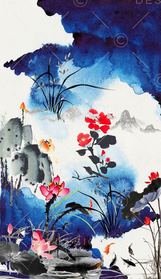 水墨风印花华亿平台图片