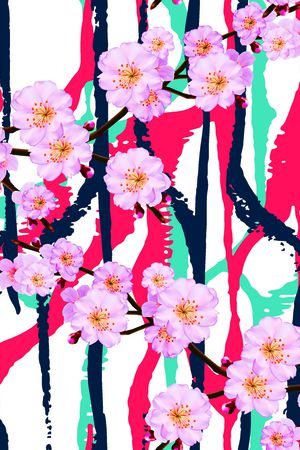 抽象花卉印花华亿平台图片