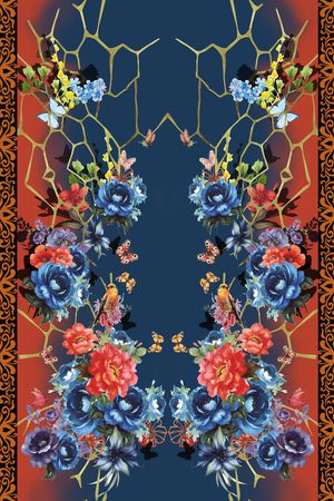 手绘花卉印花华亿平台图片