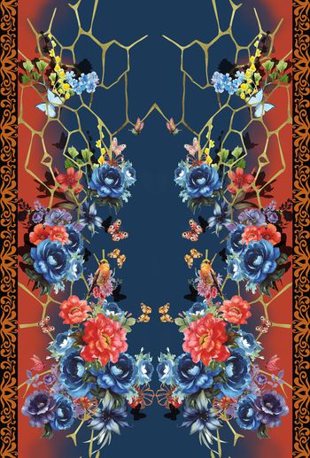 手绘花卉印花华亿平台图片