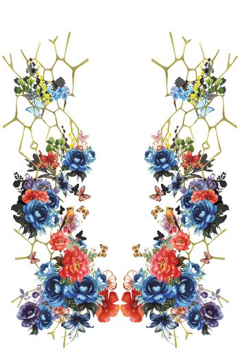 手绘花卉印花华亿平台图片