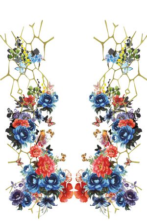 手绘花卉印花华亿平台图片