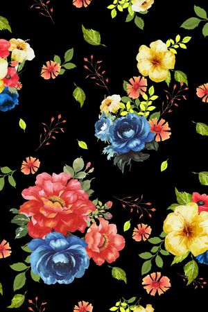 手绘花卉印花华亿平台图片