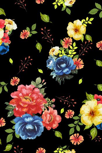 手绘花卉印花华亿平台图片