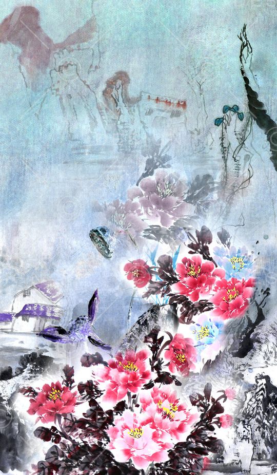 牡丹印花华亿平台图片