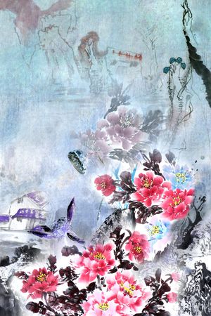 牡丹印花华亿平台图片