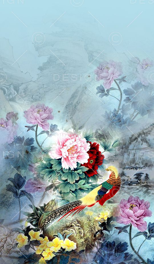 中国风定位花印花华亿平台图片