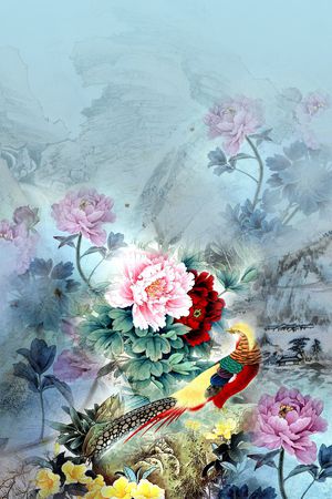 中国风定位花印花华亿平台图片