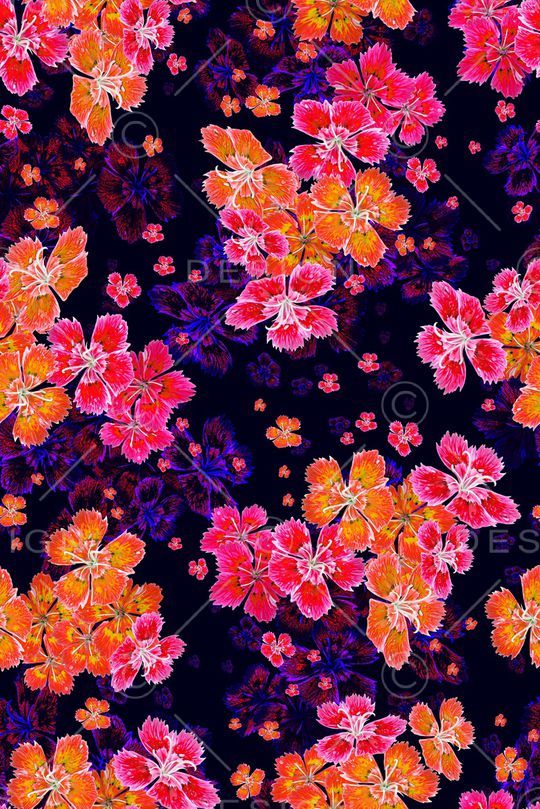 繁花花卉印花华亿平台图片