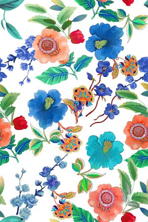 手绘花卉印花华亿平台图片