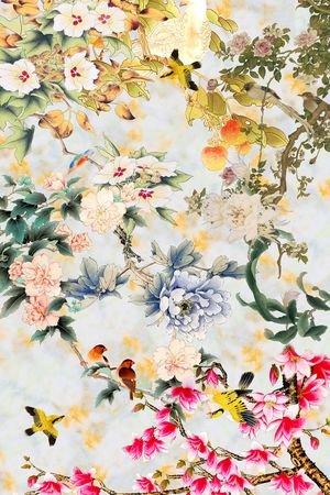 中国风定位花印花华亿平台图片