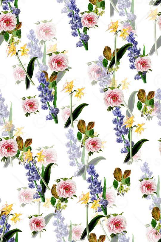 手绘花卉印花华亿平台图片