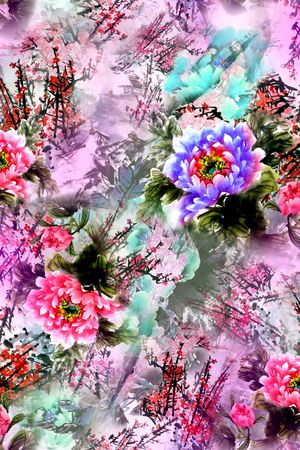 牡丹印花华亿平台图片