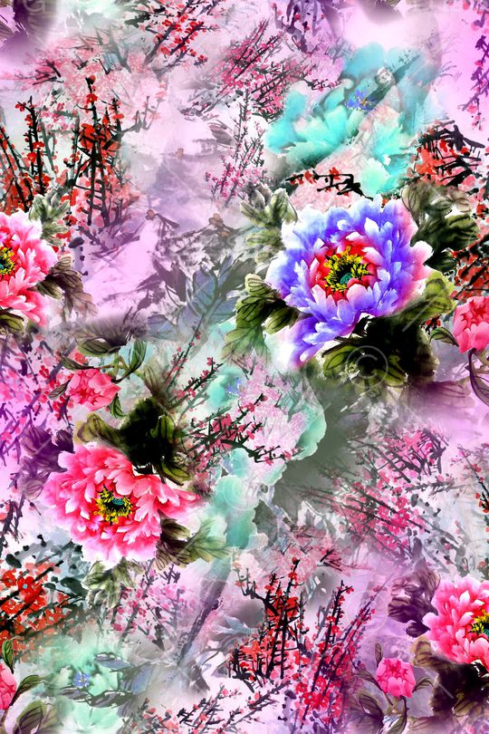 牡丹印花华亿平台图片