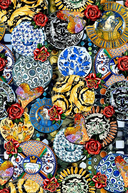 青花瓷印花华亿平台图片