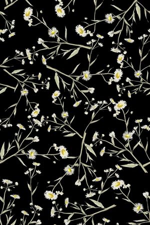 黑底花卉印花华亿平台图片