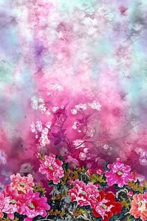 牡丹印花华亿平台图片