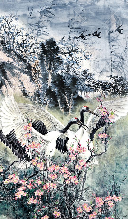 中国风定位花印花华亿平台图片