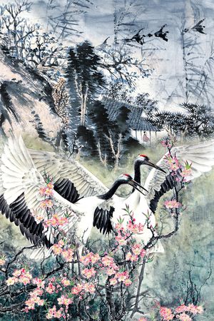 中国风定位花印花华亿平台图片