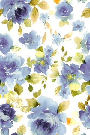 水彩抽象花卉印花华亿平台图片