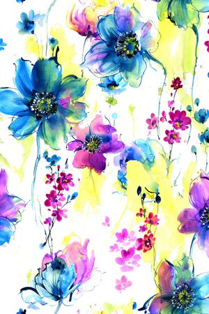 水彩花卉印花华亿平台图片