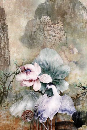 中国风定位花印花华亿平台图片