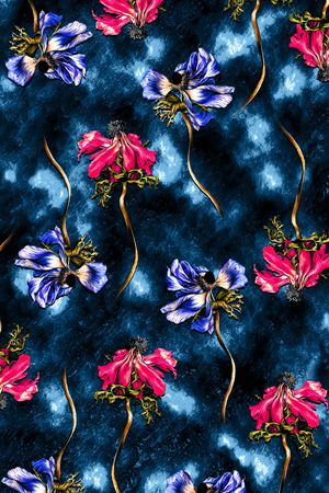 复古花朵印花华亿平台图片