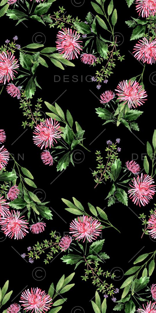 手绘花卉印花华亿平台图片