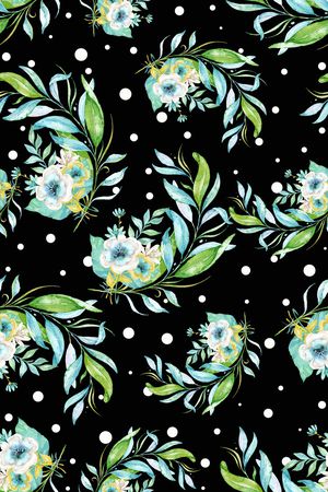 黑底花卉印花华亿平台图片