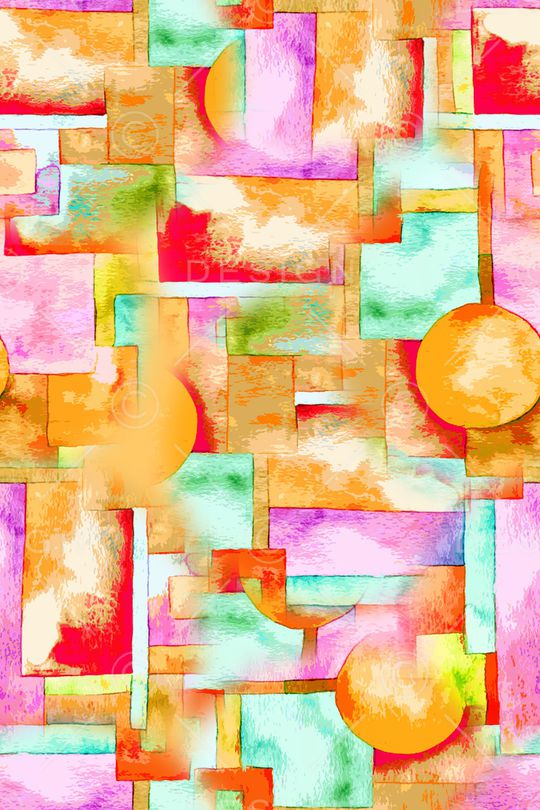 手绘几何印花华亿平台图片