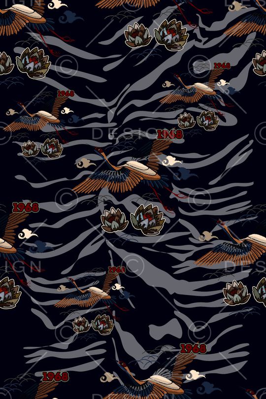 仙鹤印花华亿平台图片