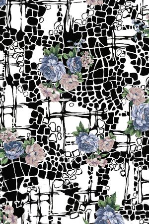 手绘花卉印花华亿平台图片