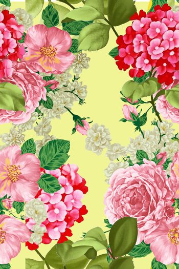 水彩花卉印花华亿平台图片