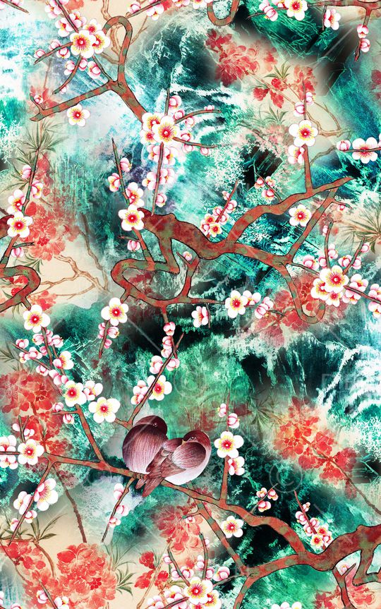 水彩花卉印花华亿平台图片