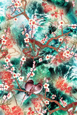 水彩花卉印花华亿平台图片