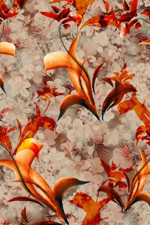 水彩花卉印花华亿平台图片