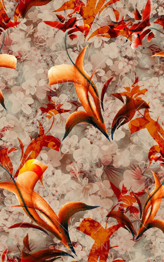 水彩花卉印花华亿平台图片