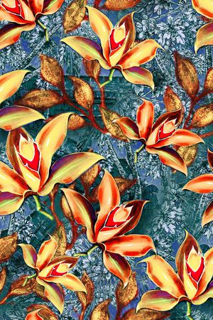 水彩花卉印花华亿平台图片