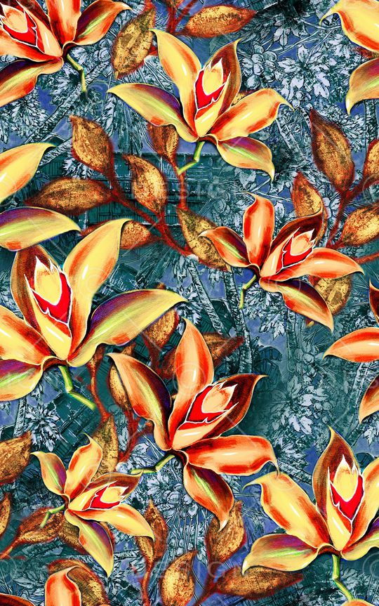 水彩花卉印花华亿平台图片