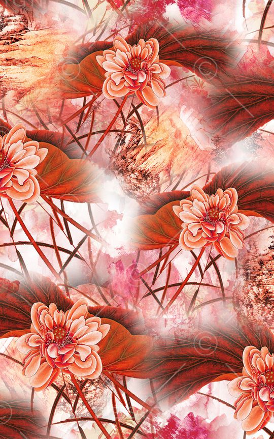 水彩花卉印花华亿平台图片