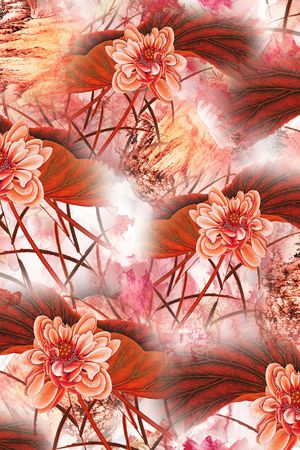 水彩花卉印花华亿平台图片