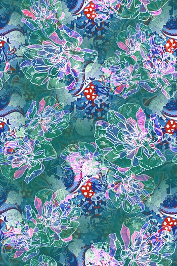 924489-抽象花卉佩斯利底纹