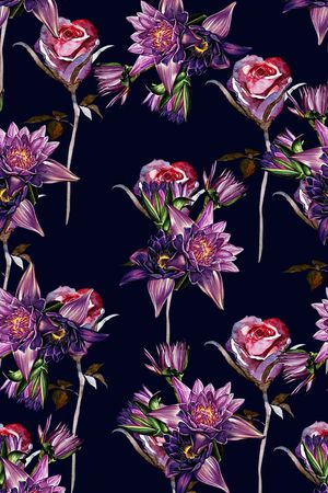 手绘花卉印花华亿平台图片