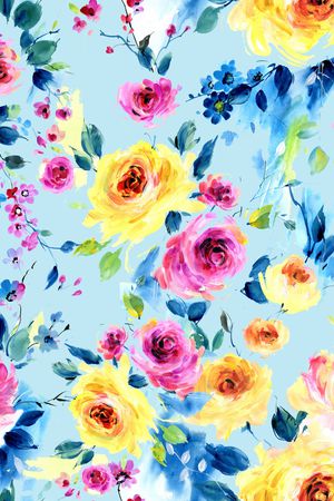 手绘花卉印花华亿平台图片