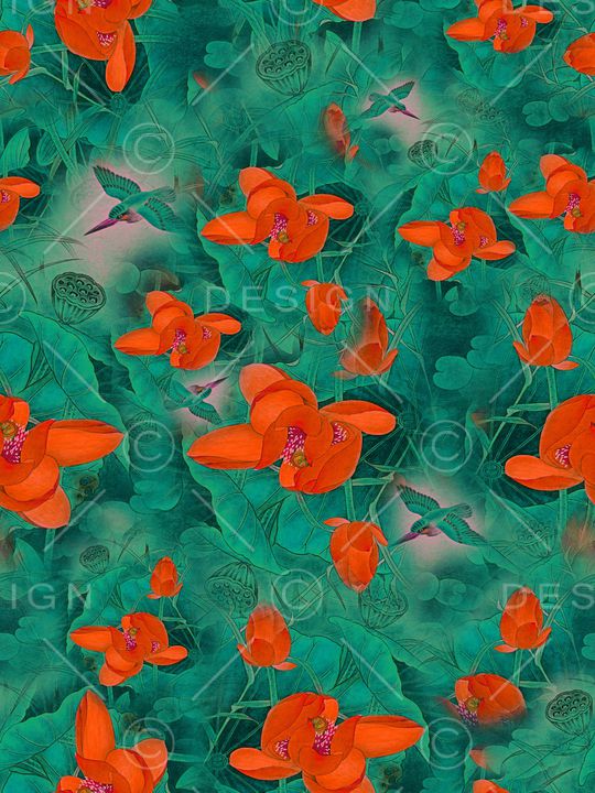 荷花印花华亿平台图片