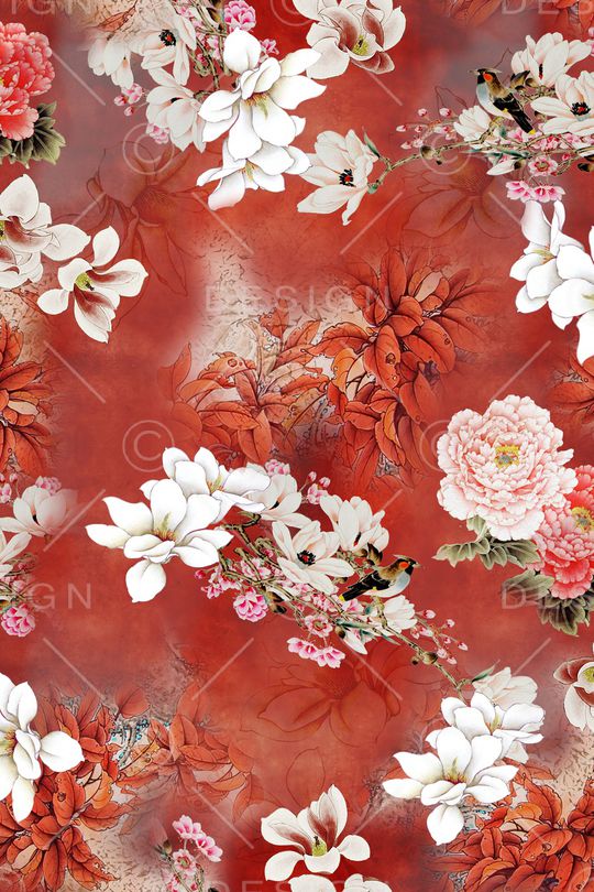 牡丹印花华亿平台图片