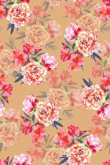 水彩花卉印花华亿平台图片